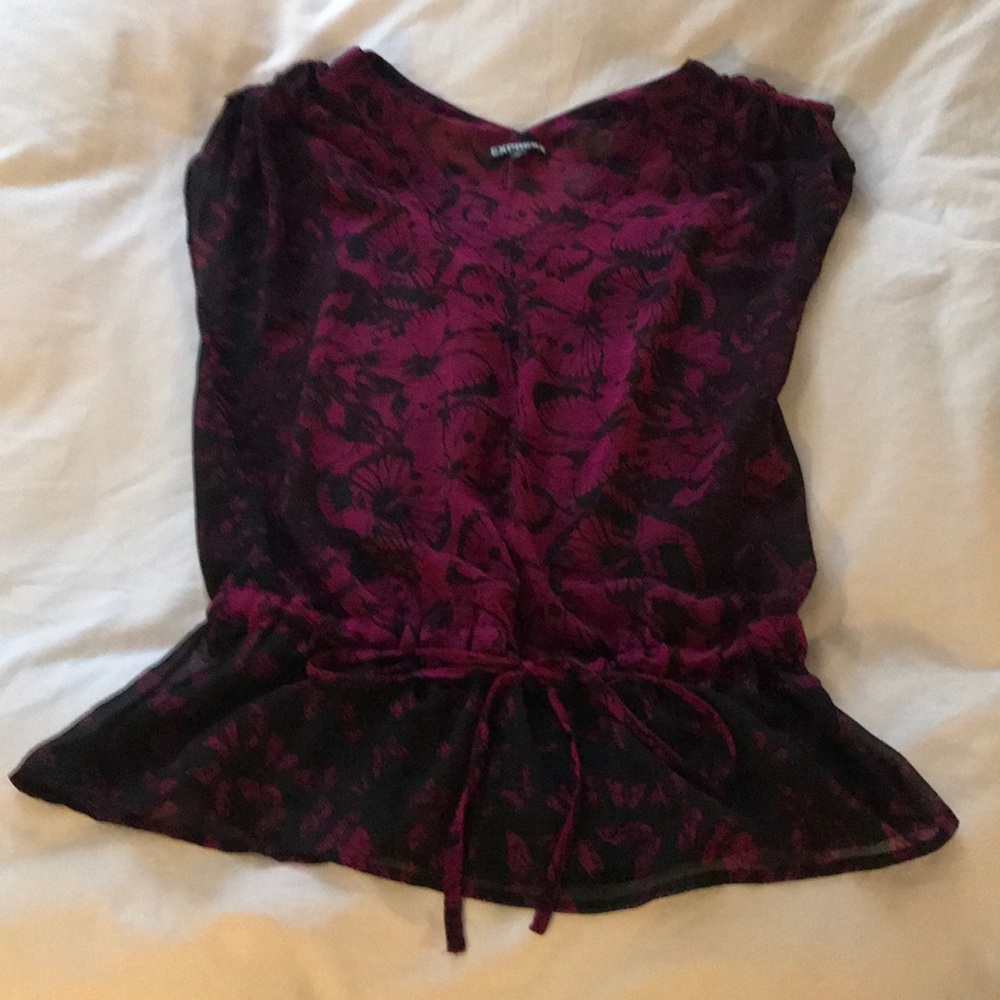 Butterfly print sheer top from Express